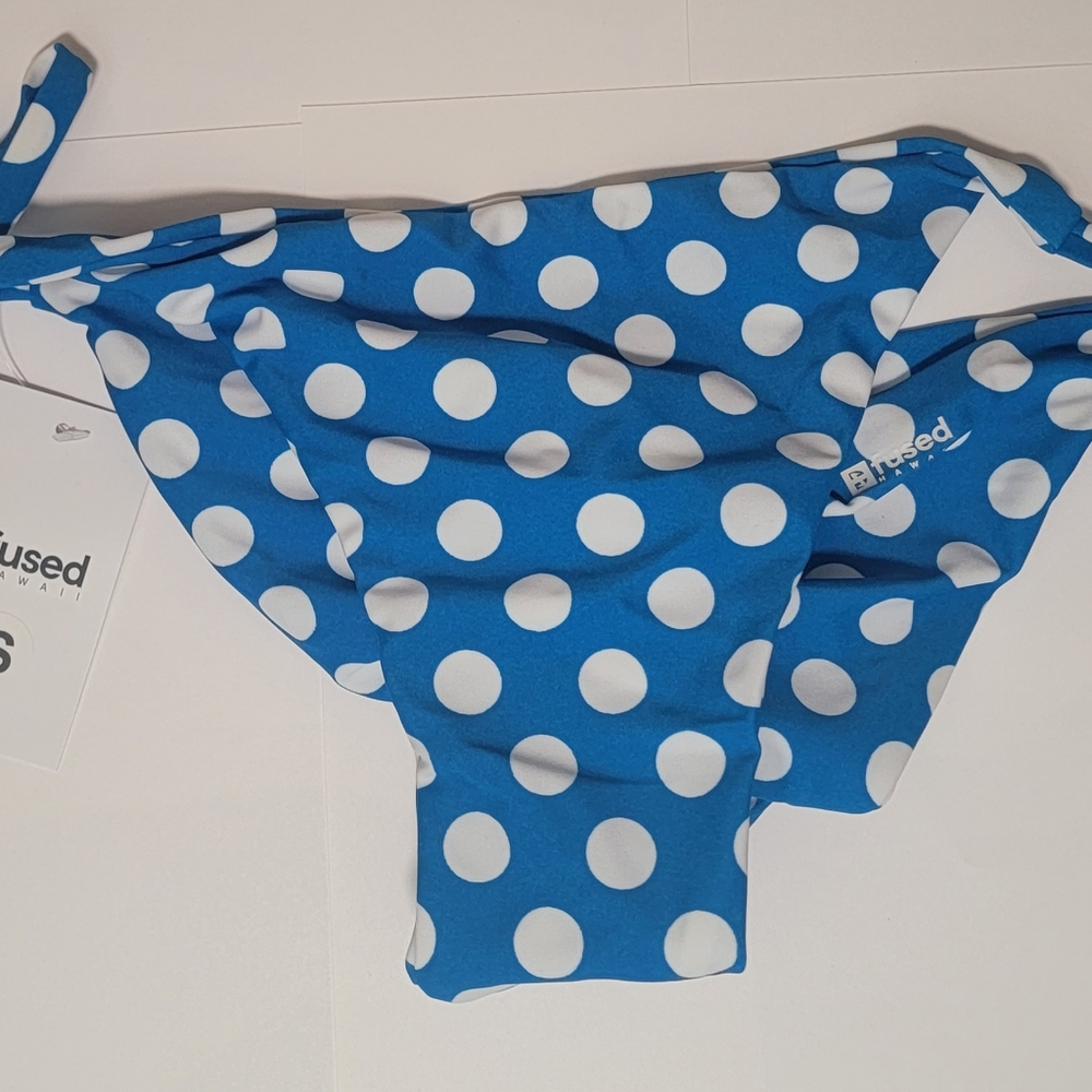 Fused Hawaii Blue with White Polka Dots Aloha Bikini Bottoms NWT